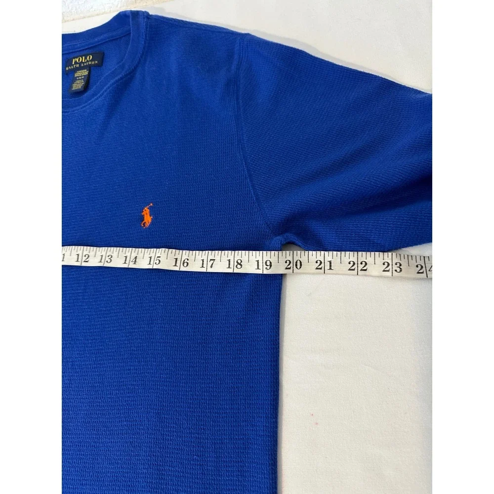 Polo Ralph Lauren Mens Blue Waffle Knit Thermal Long Sleeve Sleepwear Top Large